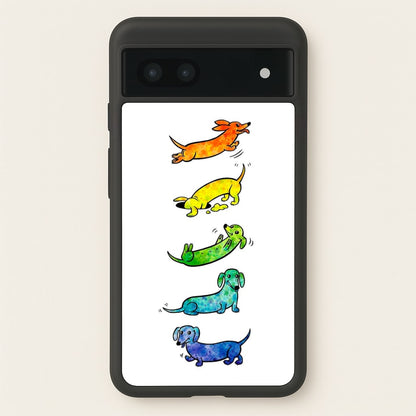 Watercolor Rainbow Dachshunds  -  Phone Case for Google Pixel 6a