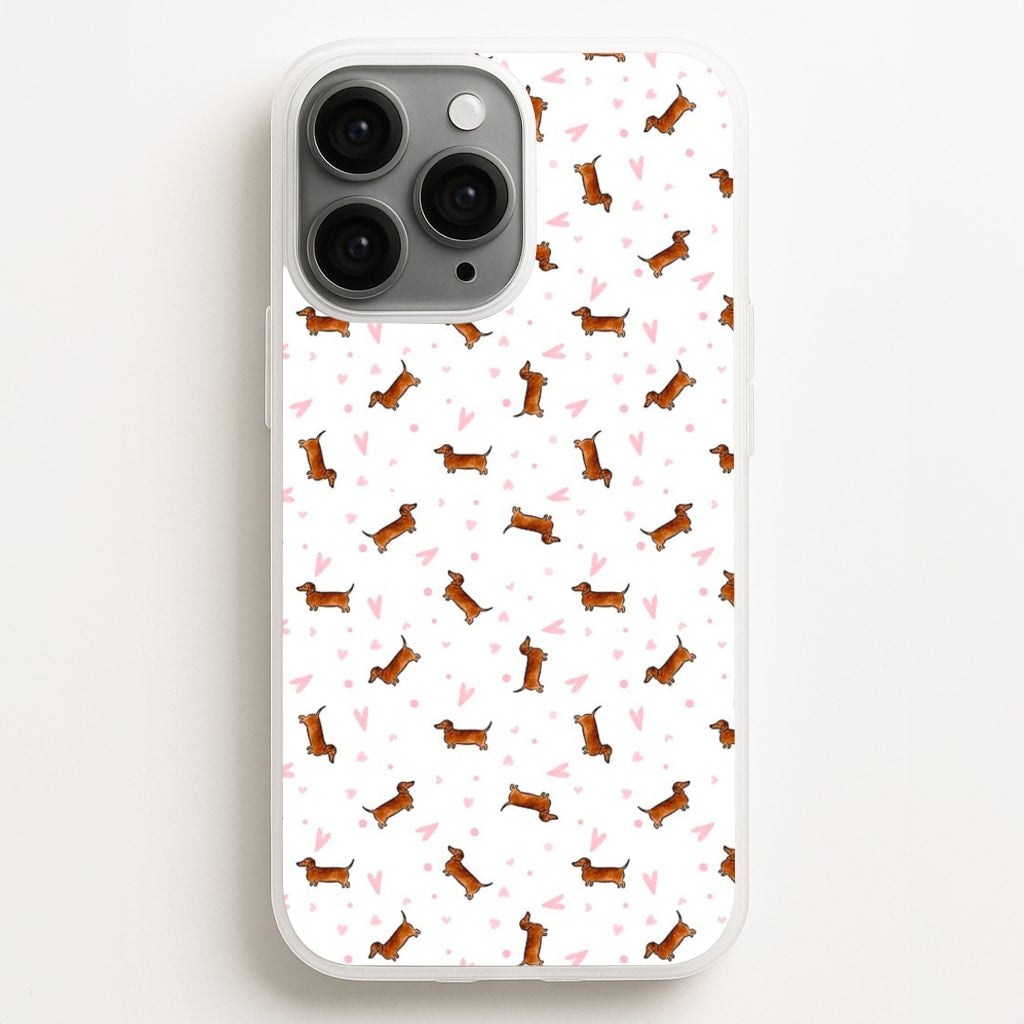 Dachshund Pattern - White  -  Phone Case for iPhone 16 Pro Max