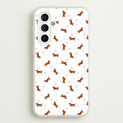 Dachshund Pattern - White  -  Phone Case for Galaxy A14