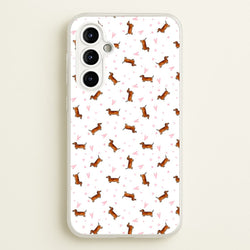 Dachshund Pattern - White  -  Phone Case for Galaxy A54