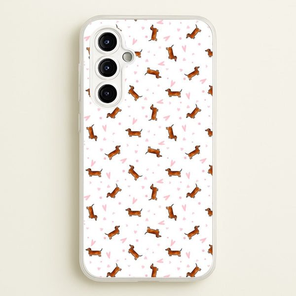 Dachshund Pattern - White  -  Phone Case for Galaxy A54
