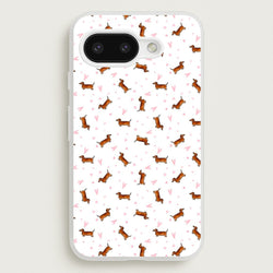 Dachshund Pattern - White  -  Phone Case for Google Pixel 9a
