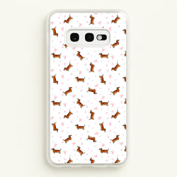 Dachshund Pattern - White  -  Phone Case for Galaxy S10e