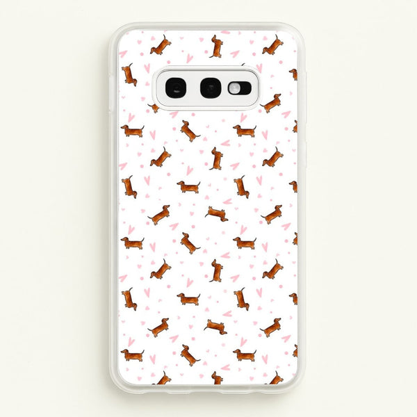 Dachshund Pattern - White  -  Phone Case for Galaxy S10e