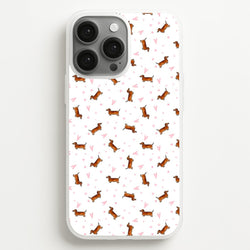 Dachshund Pattern - White  -  Phone Case for iPhone 13 Pro Max
