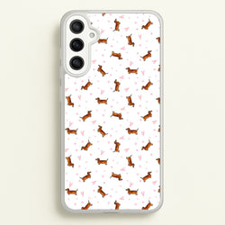 Dachshund Pattern - White  -  Phone Case for Galaxy A36