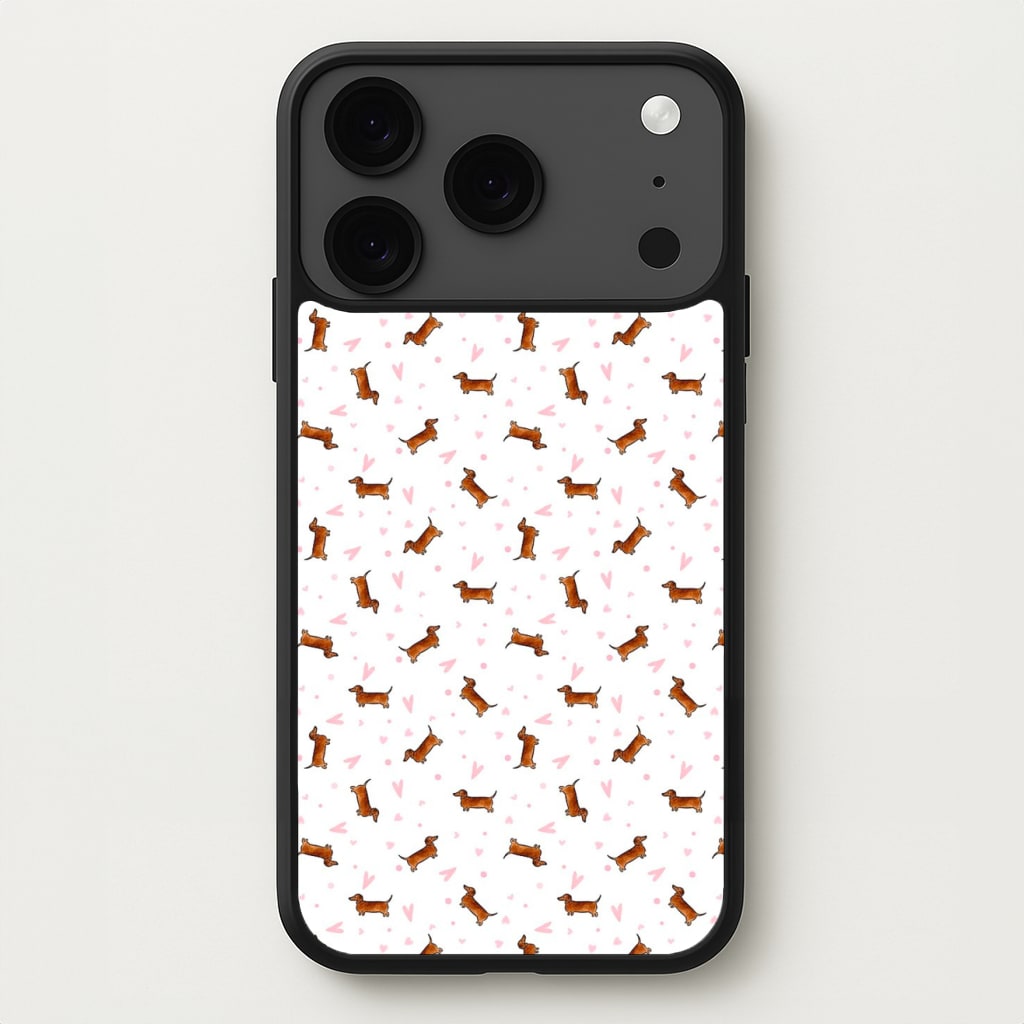 Dachshund Pattern - White Phone Case