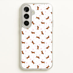 Dachshund Pattern - White  -  Phone Case for Galaxy A56