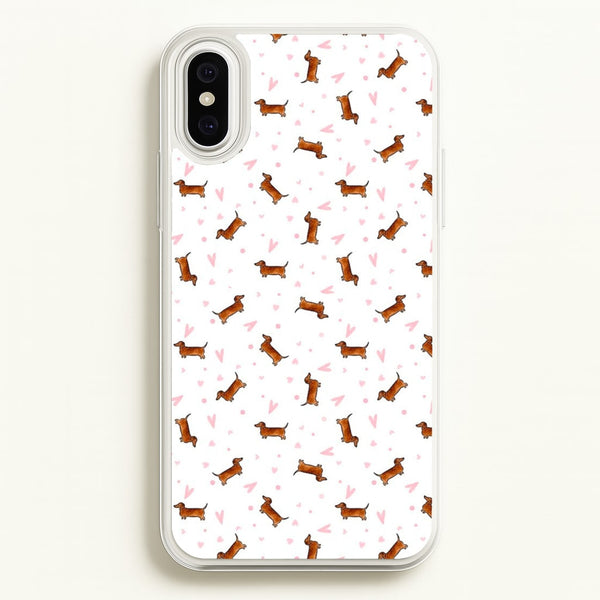 Dachshund Pattern - White  -  Phone Case for iPhone XS Max