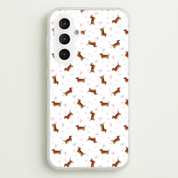 Dachshund Pattern - White  -  Phone Case for Galaxy S23FE