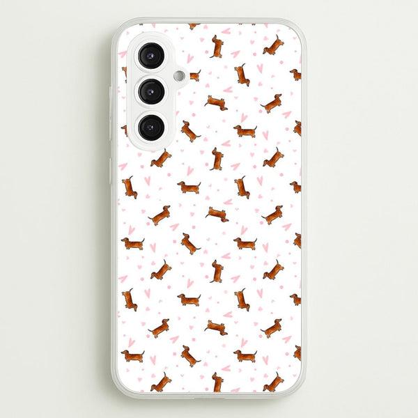 Dachshund Pattern - White  -  Phone Case for Galaxy S23FE