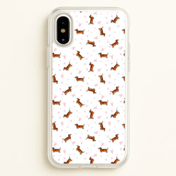Dachshund Pattern - White  -  Phone Case for iPhone X / XS