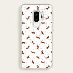 Dachshund Pattern - White  -  Phone Case for Galaxy S9 Plus