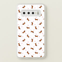 Dachshund Pattern - White  -  Phone Case for Galaxy S10