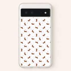Dachshund Pattern - White  -  Phone Case for Google Pixel 6