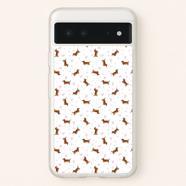 Dachshund Pattern - White  -  Phone Case for Google Pixel 6