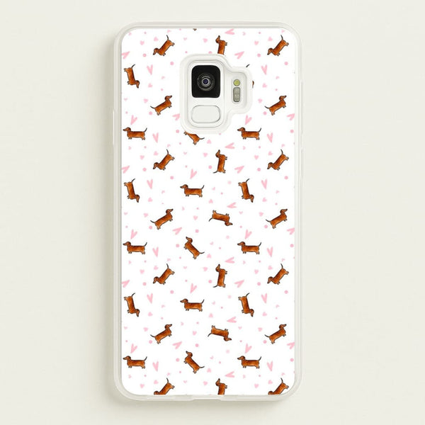 Dachshund Pattern - White  -  Phone Case for Galaxy S9