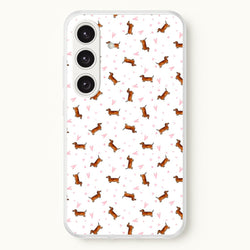 Dachshund Pattern - White  -  Phone Case for Galaxy S25 Plus