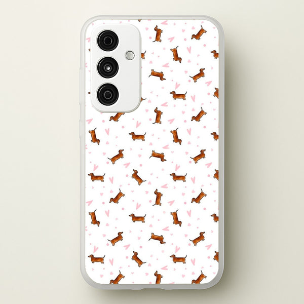 Dachshund Pattern - White  -  Phone Case for Galaxy A35