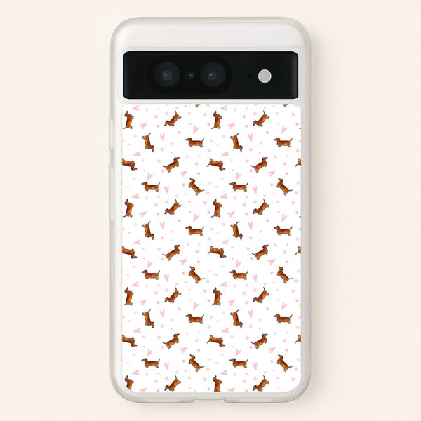 Dachshund Pattern - White  -  Phone Case for Google Pixel 8
