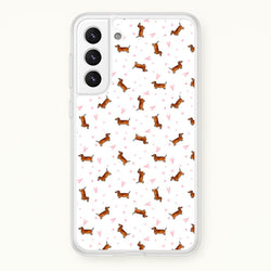 Dachshund Pattern - White  -  Phone Case for Galaxy S21
