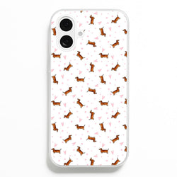 Dachshund Pattern - White Phone Case