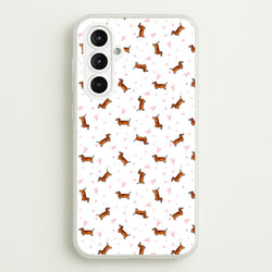 Dachshund Pattern - White  -  Phone Case for Galaxy A16