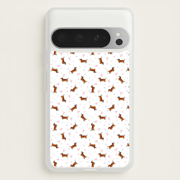 Dachshund Pattern - White  -  Phone Case for Google Pixel 9 Pro XL
