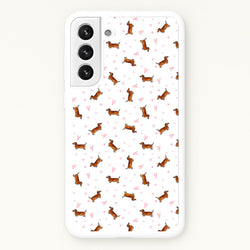 Dachshund Pattern - White  -  Phone Case for Galaxy S22 Plus