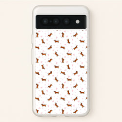Dachshund Pattern - White  -  Phone Case for Google Pixel 7 Pro