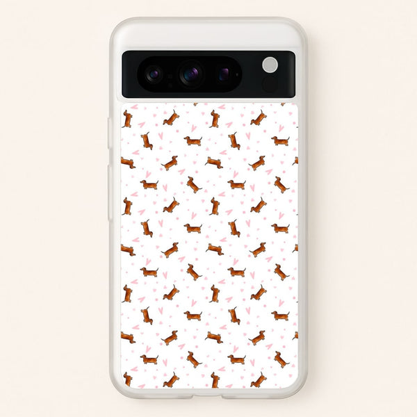 Dachshund Pattern - White  -  Phone Case for Google Pixel 8 Pro