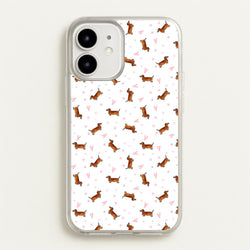 Dachshund Pattern - White  -  Phone Case for iPhone 12 Mini
