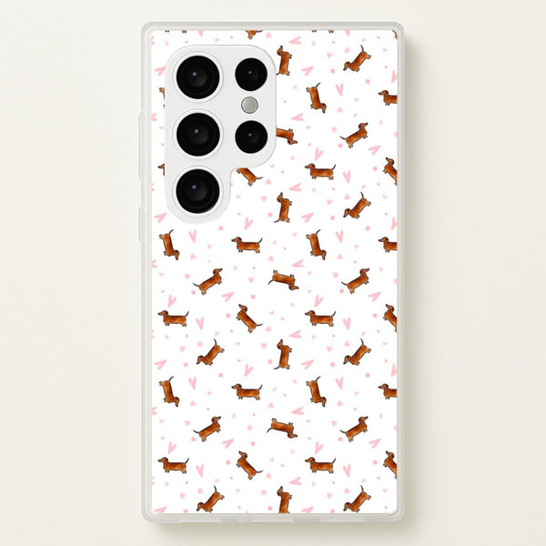 Dachshund Pattern - White  -  Phone Case for Galaxy S24 Ultra