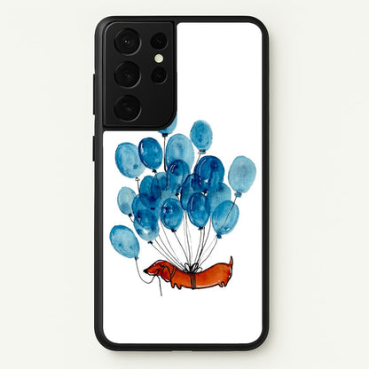 Dachshund And Balloons  -  Phone Case for Galaxy S21 Ultra