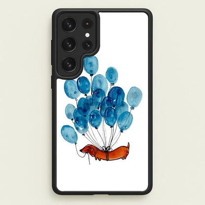 Dachshund And Balloons  -  Phone Case for Galaxy S22 Ultra