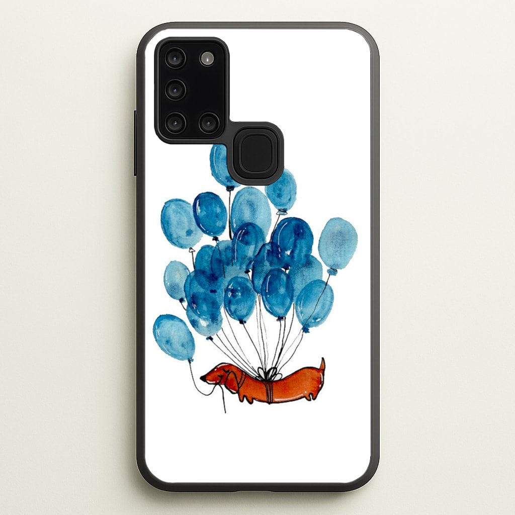 Dachshund And Balloons  -  Phone Case for Galaxy A21s