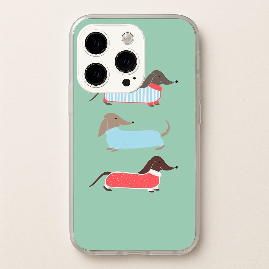 Sausage Dogs in Jumpers  -  Phone Case for iPhone 15 Pro