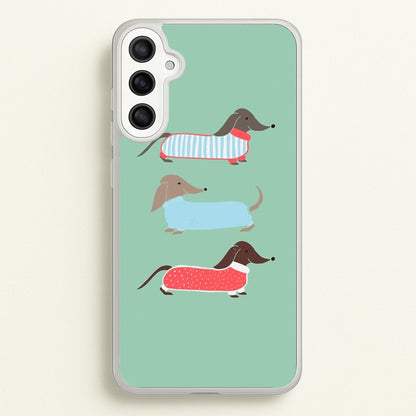 Sausage Dogs in Jumpers  -  Phone Case for Galaxy A34
