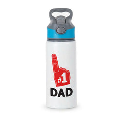 #1 Dad Foam Finger Active Water Bottle - Blue