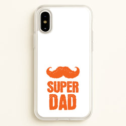 Moustache Super Dad Orange  - Father's Day Phone Case for iPhone X / XS