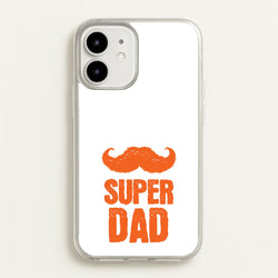 Moustache Super Dad Orange  - Father's Day Phone Case for iPhone 12 / 12 Pro