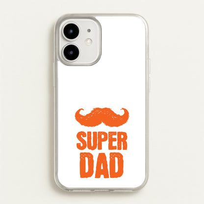 Moustache Super Dad Orange  - Father's Day Phone Case for iPhone 12 / 12 Pro