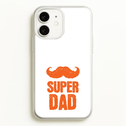 Moustache Super Dad Orange  - Father's Day Phone Case for iPhone 11