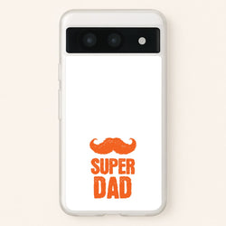 Moustache Super Dad Orange  - Father's Day Phone Case for Google Pixel 8a