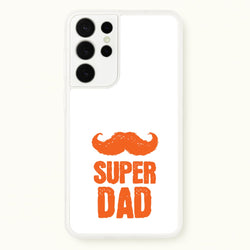 Moustache Super Dad Orange  - Father's Day Phone Case for Galaxy S21 Ultra