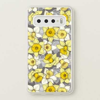 Daffodil Daze - Spring Pattern  - Floral Phone Case for Galaxy S10