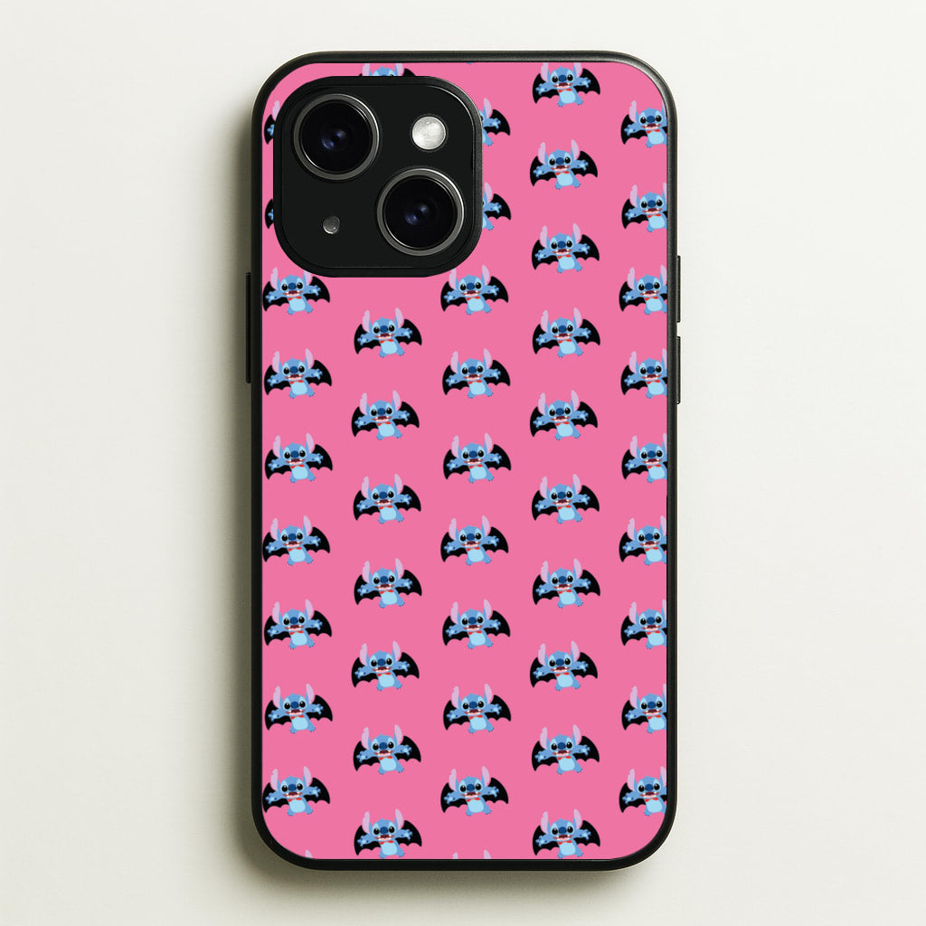 Vampire Alien Blue Pattern Halloween  - Disney Halloween Phone Case for iPhone 15 Plus