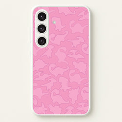 Pink Pattern - Dinosaurs  - Dinosaurs Phone Case for Galaxy S24 Plus