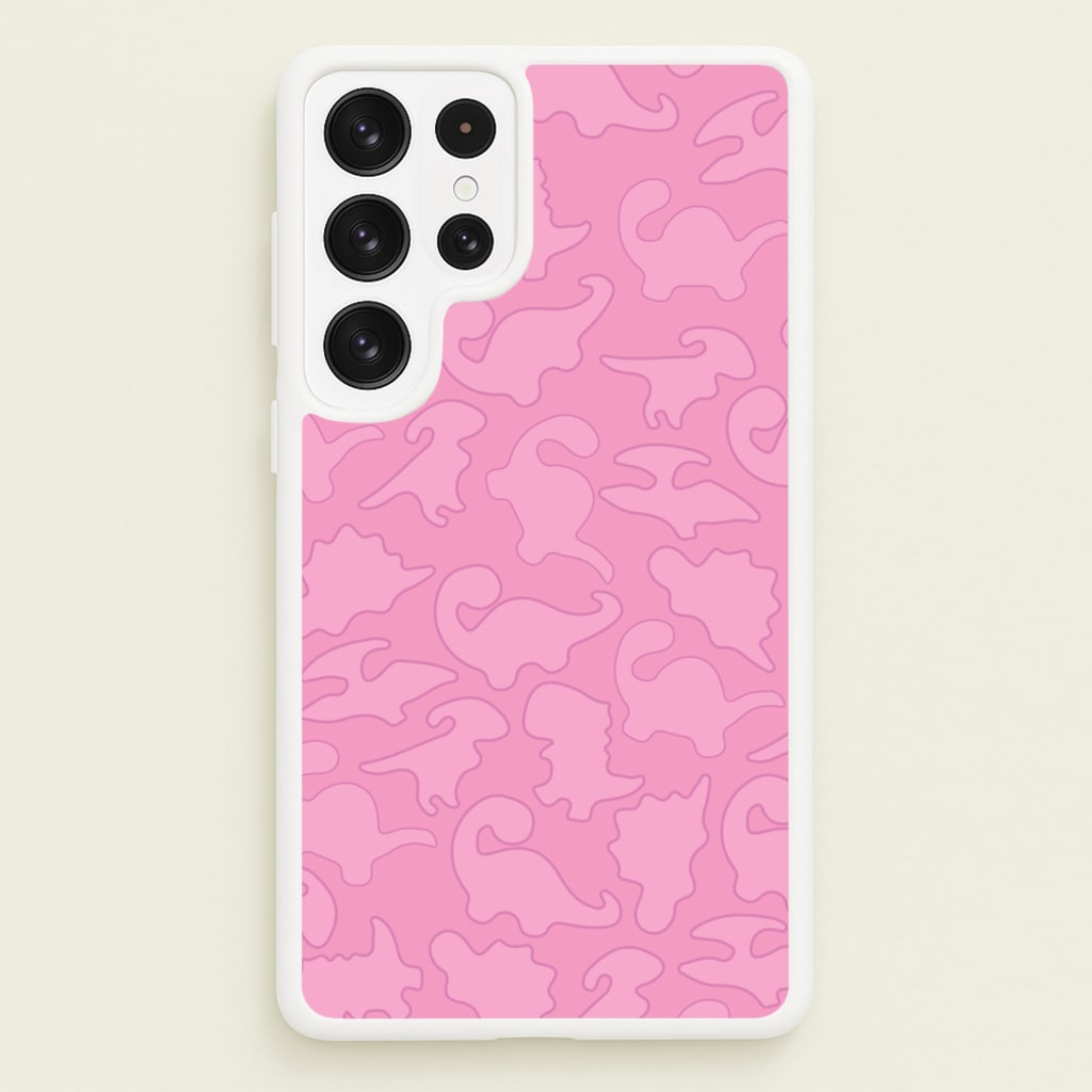 Pink Pattern - Dinosaurs  - Dinosaurs Phone Case for Galaxy S23 Ultra