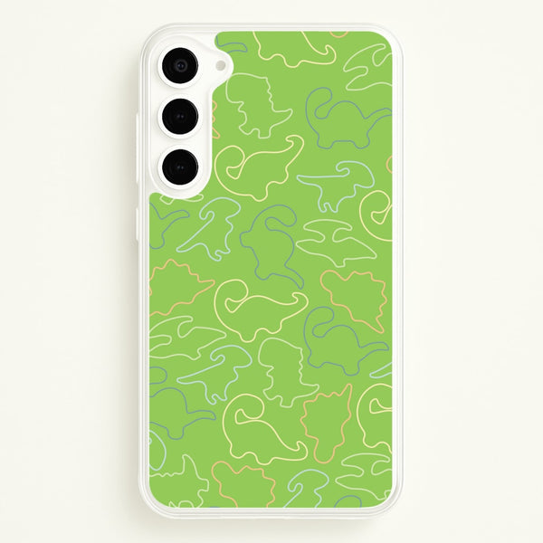 Outline Pattern - Dinosaurs  - Dinosaurs Phone Case for Galaxy S23 Plus